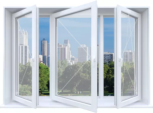 Alumark S44 Трехстворчатое окно 1550×2150мм